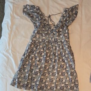 Anthropologie Blue and White Floral Dress